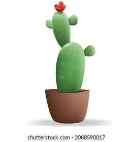 Cactus type3 on the plant pot over white background ,Illustration flat design