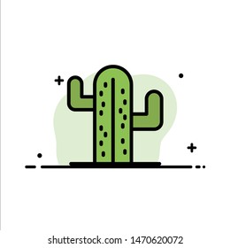 Cactus, Usa, Plant, American  Business Flat Line Filled Icon Vector Banner Template. Vector Icon Template background