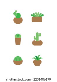 Cactus-Sorten-Symbole gesetzt. Einfache Vektorgrafik von Kakteen.
