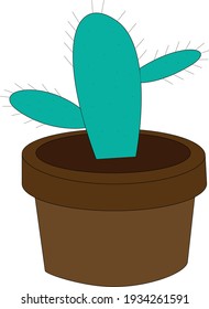 A cactus in a vase. Cheerful color.