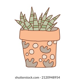 cactus in the vase isolated over white background. vector illustration