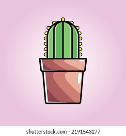 Cactus vector. Cactus cartoon style. Cute cactus. Cactus illustration. vector illustration in flat style. flower pot. Desert.