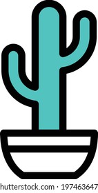 cactus vector color line icon