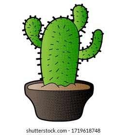 Diseño vectorial de cactus. mano digital dibujada. textura de medio tono
