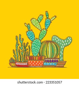 Cactus. Vector doodle illustration.