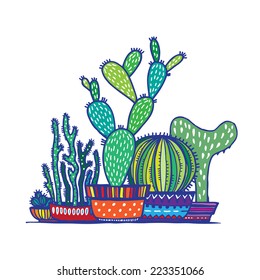 Cactus. Vector doodle illustration.