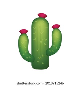 Cactus vector emoji illustration isolated on white background. emoticon, vector flat icon. Desert cactus plant emoji illustration. 3d illustration. 