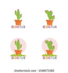 Cactus vector with flat cartoon and colorful design, simple, cute and lovely design