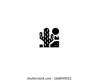 Cactus vector flat icon. Isolated sunny desert with cactus emoji illustration 