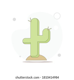 cactus vector flat illustration on white