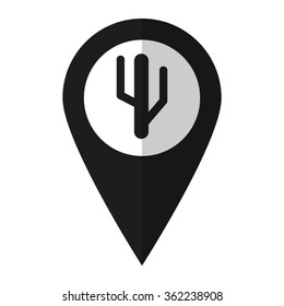cactus - vector icon;  black map pointer