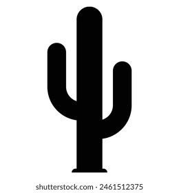 Icono de Vector de cactus. Silueta negra. Logo símbolo desierto flor botánica planta jardín verano tropical ilustración doodle.