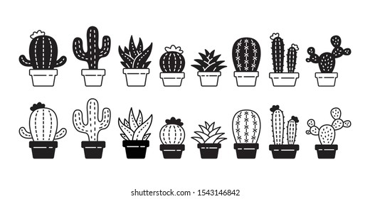 cactus vector icon Desert flower logo botanica character cartoon plant garden symbol illustration doodle design