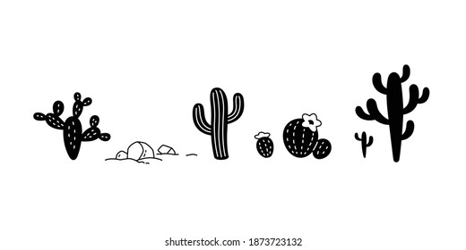 cactus vector icon Desert flower logo botanica character cartoon plant garden doodle symbol illustration design