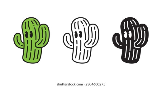 doodle de ilustración de personajes de cactus