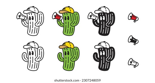 caricatura de cactus ilustración de doodle