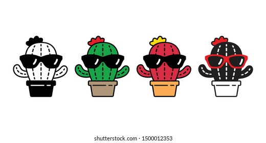 cactus vector icon illustration cartoon doodle