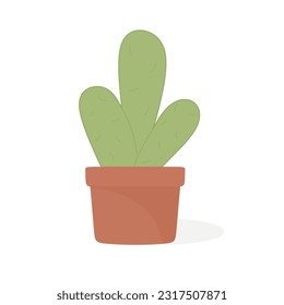 Icono de vector de cactus, planta interior de estilo plano. Cactus de huerto en una maceta de flores aislada en fondo blanco. Ilustración del vector