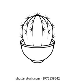 Cactus vector icon. Outline illustration isolated on white.