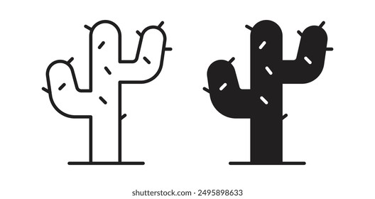 cactus vector icon set in black color.