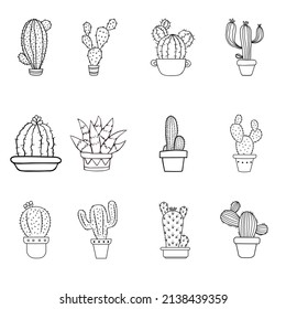 Juego de iconos de vector Cactus. Colección de signos de ilustración de cactus. símbolo o logotipo del desierto.