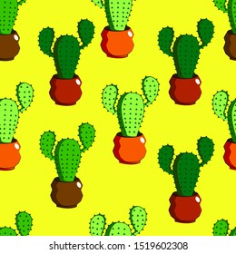 Cactus. Vector illustration. Cacti on the wallpaper. Vector cacti. Pattern. Wallpaper on the phone