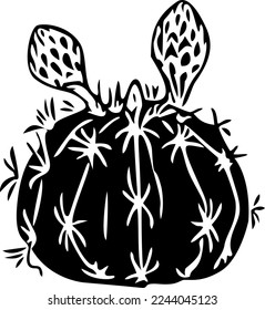 Cactus Vector illustration, Clip Art, Black and White