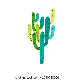 Cactus vector illustration, Desert doodle succulent flower, mexican symbol, fashion collection element.