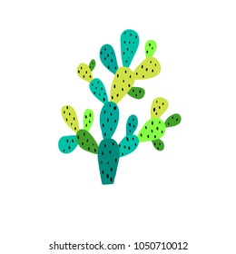 Cactus vector illustration, Desert doodle succulent flower, mexican symbol, fashion collection element.