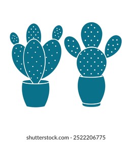 Cactus vector illustration design on a white background, children's book elements.