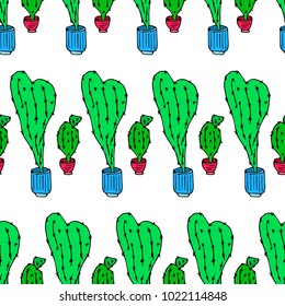 Cactus vector illustration. Doodle style. Design, print, decor, textile, paper