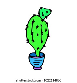 Cactus vector illustration. Doodle style. Design, print, decor, textile, paper