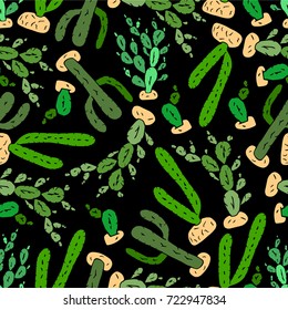 Cactus vector illustration. Doodle style. Design icon, print, logo, poster, symbol, decor, textile, paper. Plants.