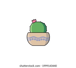 Cactus vector illustration in flat style. Parodia schwebsiana icon or object for design