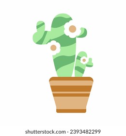 ilustración vectorial cactus. planta de cactus en la olla. cactus con flores. Cactus en la ilustración de la olla.