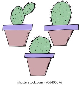 cactus vector illustration.Set of cactus and pots. Indoor plants in a flat style. Vector illustration.