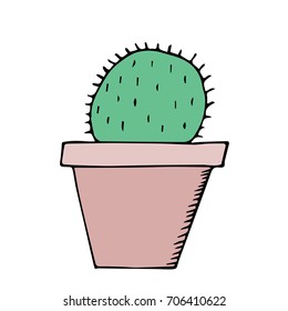 cactus vector illustration.Set of cactus and pots. Indoor plants in a flat style. Vector illustration.