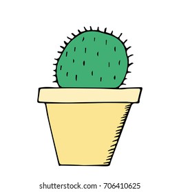 cactus vector illustration.Set of cactus and pots. Indoor plants in a flat style. Vector illustration.