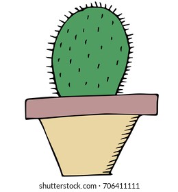 cactus vector illustration.Set of cactus and pots. Indoor plants in a flat style. Vector illustration.
