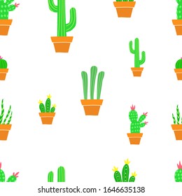 Cactus vector illustration seamless pattern