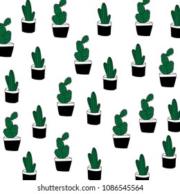 Cactus vector illustrations. Hand drawn outline cactus set. Cactus plants nature elements