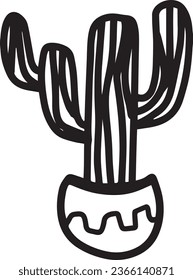Cactus vector illustrations. Hand drawn outline cactus set. Cactus plants nature elements. Wild cactus linear icons set. Succulents. Cacti collection.