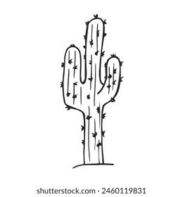 Cactus vector illustrations. Hand drawn outline cactus sketch Cactus plants nature elements