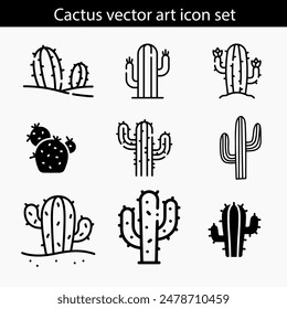 Ilustraciones vectoriales de cactus. Juego de cactus dibujado a mano. Colección de cactus. Ilustración de estilo sketchy.
