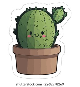 Cactus" vector image sticker with cutting contour for plotter. Perfect for home decor or personalizing your belongings with a trendy southwestern vibe.