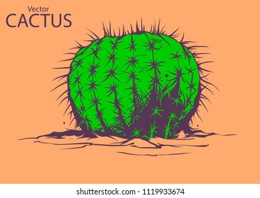 Cactus vector ink sketch