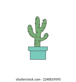 Cactus vector in isolated white background