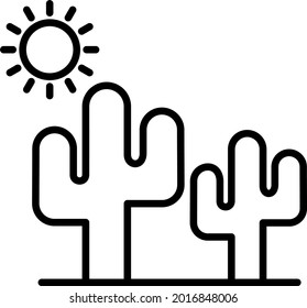Cactus Vector Line Icon Design
