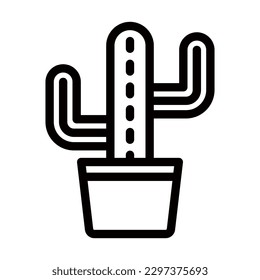 Cactus Vector Line Icon Design