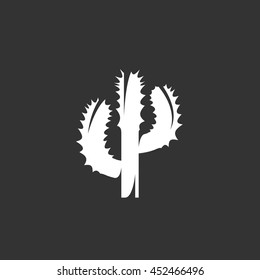 Cactus vector logo isolated on a black background. Icon silhouette design template. Simple symbol concept in flat style. Abstract sign, pictogram for web, mobile and infographics